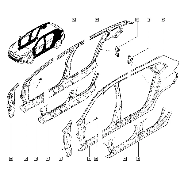 Боковины кузова и задние крылья