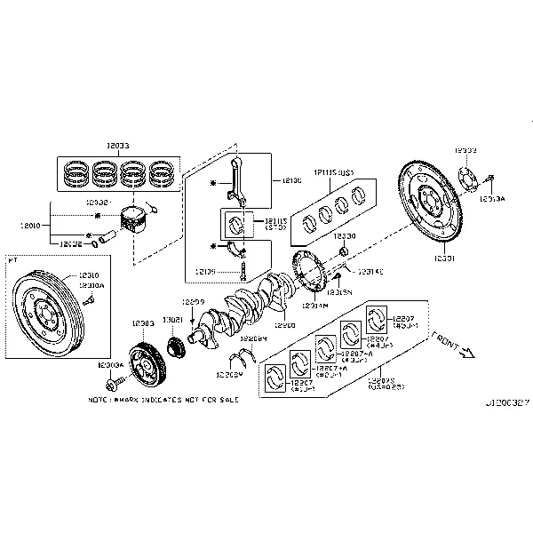 Поршень, коленвал и маховик