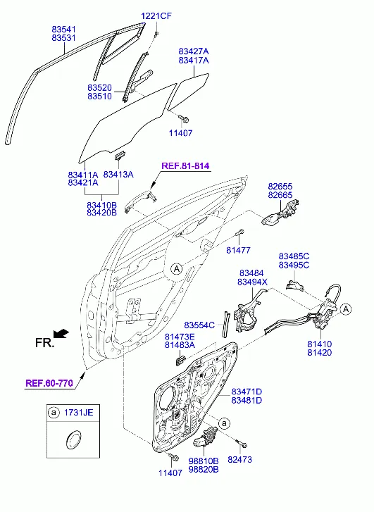 регулятор стекла и стекло задней двери