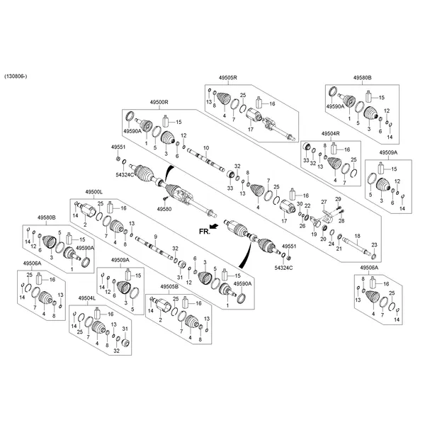 DRIVE SHAFT (FRONT); 2